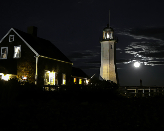 Full Moon Rising at Scituate Lighthouse (8x10)