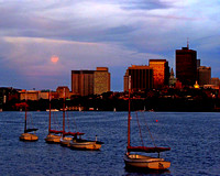 Boston Moonrise Over the Charles River