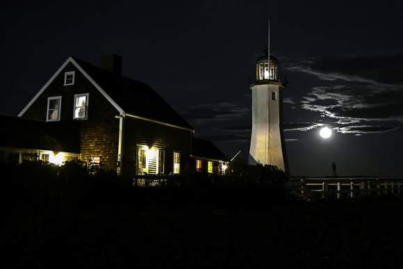 Full Moon Rising at Scituate Lighthouse (4x6)